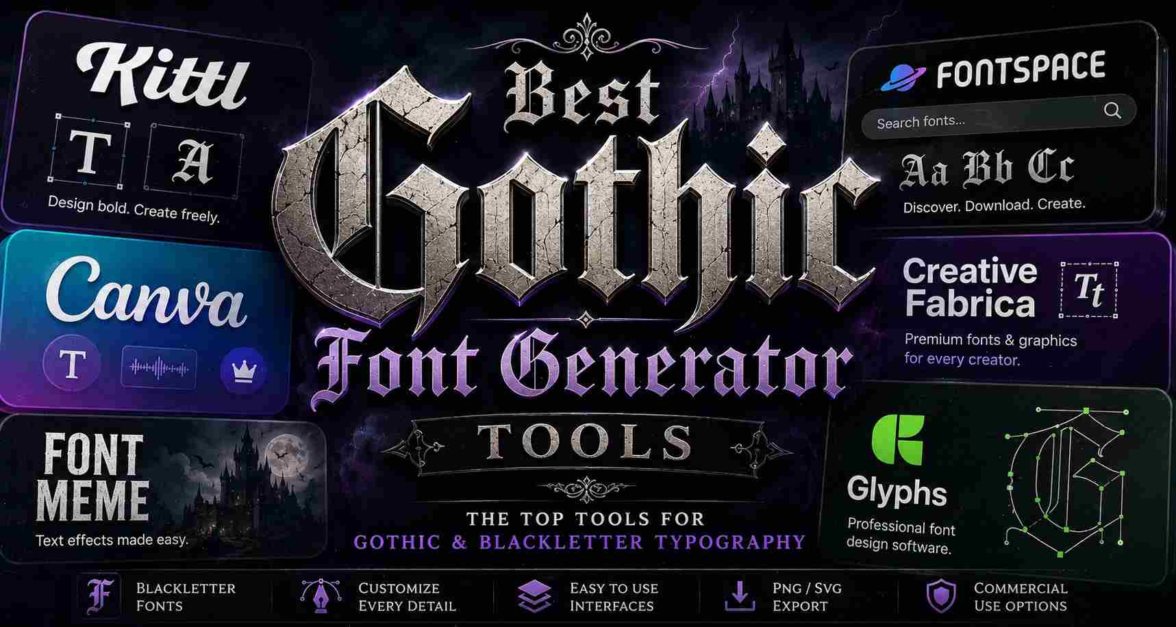 Best Gothic Font Generator Tools featuring blackletter typography and dark fantasy font creators