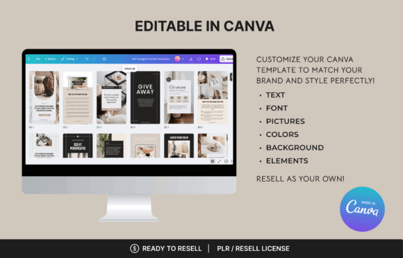 10 Instagram Stories Templates for Business Coaches That Build Trust 13 Canva template customization options for Instagram Stories, including text, pictures, colors, and elements.