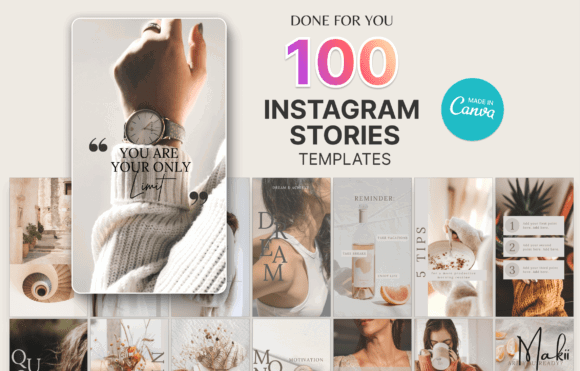 17 Instagram Story Templates for Small Businesses That Boost Engagement 35 Collection of 100 Instagram Stories templates featuring elegant designs and text overlays.