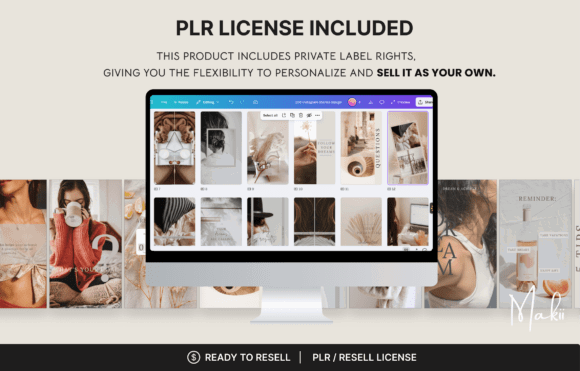 17 Instagram Story Templates for Small Businesses That Boost Engagement 37 Canva interface showcasing customizable Instagram Story templates with a PLR license included.
