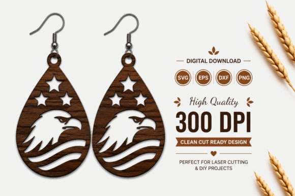 99+ Laser Cut Wood Projects To Sell From Home 118 Laser cut wooden earrings featuring an eagle design with stars and waves.