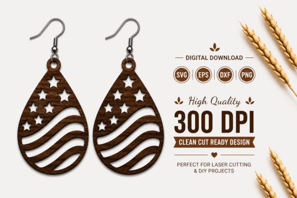 99+ Laser Cut Wood Projects To Sell From Home 115 Laser cut wood earrings featuring a star and wave design, ideal for DIY projects.