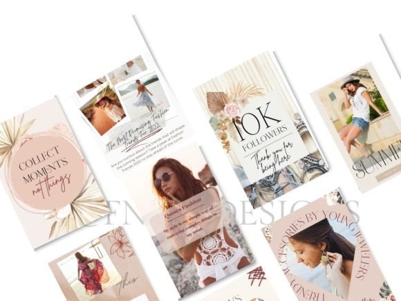 12 Instagram Stories Templates for Small Businesses That Save Time 9 Various Instagram Story templates featuring stylish designs and text for small businesses.