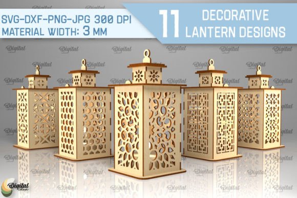 99+ Laser Cut Wood Projects To Sell From Home 387 Set of 11 decorative laser cut wood lantern designs with intricate patterns.