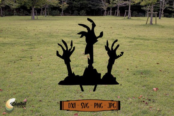 Laser Cut Products That Sell on Etsy and Make Money 32 Silhouette of zombie hands emerging from the ground, suitable for Halloween decor.