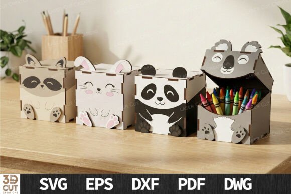 99+ Laser Cut Wood Projects To Sell From Home 449 Laser cut wood pen holder bundle featuring animal designs: raccoon, bunny, panda, and koala.