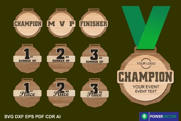 Easy Laser Cut Wood Projects To Sell On Etsy 72 Laser cut wood trophy designs for awards, featuring champion and runner-up medals.