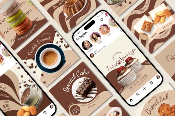 17 Instagram Story Templates for Small Businesses That Boost Engagement 52 Instagram Story templates featuring coffee, desserts, and engaging designs for small businesses.