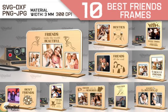 99+ Laser Cut Wood Projects To Sell From Home 365 Collection of laser cut wood photo frames with various designs for friends and memories.