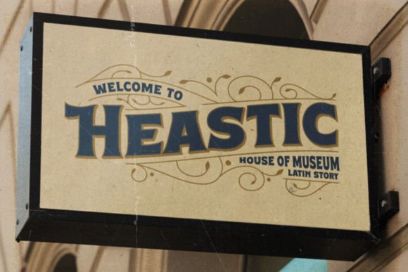 70+ Food Logo Fonts for Restaurants, Cafes, and Food Brands 135 Sign for Heastic House of Museum with decorative typography.