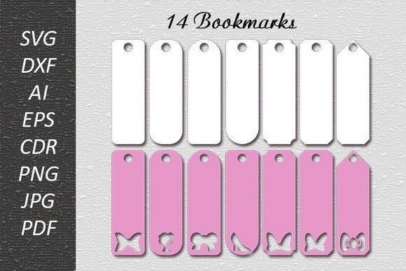 99+ Laser Cut Wood Projects To Sell From Home 103 Set of 14 laser cut bookmark designs in various shapes and colors, including butterflies and decorative elements.