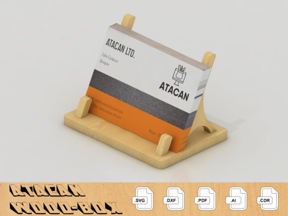 99+ Laser Cut Wood Projects To Sell From Home 229 Laser cut wood business card holder displaying a business card.