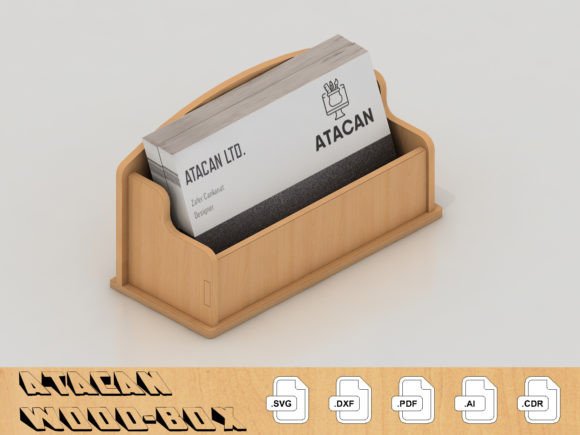 99+ Laser Cut Wood Projects To Sell From Home 230 Business card display holder made from laser cut wood, showcasing a clean and modern design.