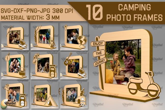 99+ Laser Cut Wood Projects To Sell From Home 374 Set of 10 laser cut wood photo frames featuring camping themes and designs.