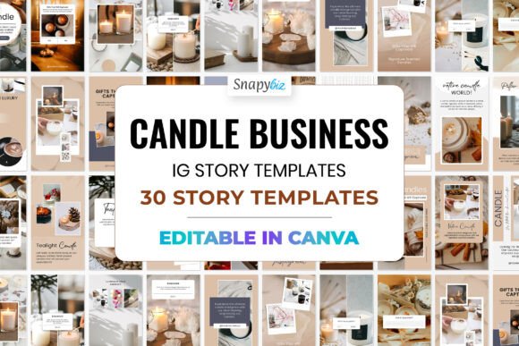 17 Instagram Story Templates for Small Businesses That Boost Engagement 11 Candle Instagram Canva Story Template showcasing 30 editable story templates for candle businesses.