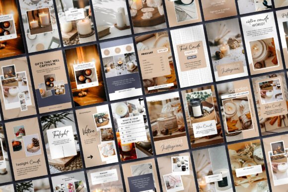 17 Instagram Story Templates for Small Businesses That Boost Engagement 12 A collection of candle-themed Instagram Story templates featuring warm colors and elegant designs.