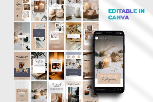 17 Instagram Story Templates for Small Businesses That Boost Engagement 13 Candle Instagram Canva Story Template showcasing various design layouts with candles and warm aesthetics.