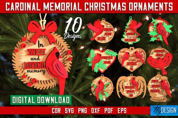 99+ Laser Cut Wood Projects To Sell From Home 158 Laser cut wooden Christmas ornaments featuring cardinals and memorial designs.