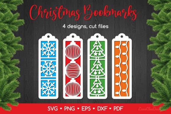 99+ Laser Cut Wood Projects To Sell From Home 99 Four laser cut Christmas bookmarks featuring snowflakes, ornaments, a tree, and lights in vibrant colors.
