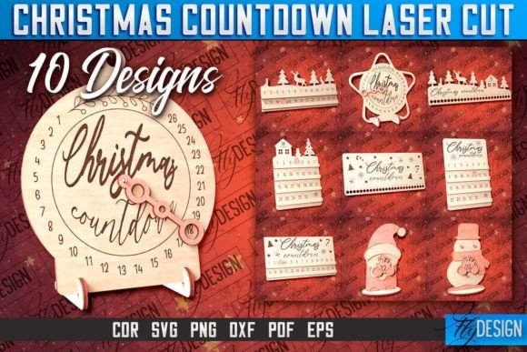 99+ Laser Cut Wood Projects To Sell From Home 440 Laser cut wood Christmas countdown calendar with decorative elements and numbers.