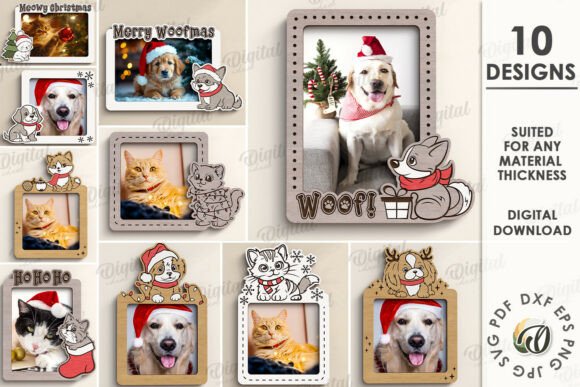 99+ Laser Cut Wood Projects To Sell From Home 367 Laser cut wood photo frames featuring festive designs for pets and holiday themes.