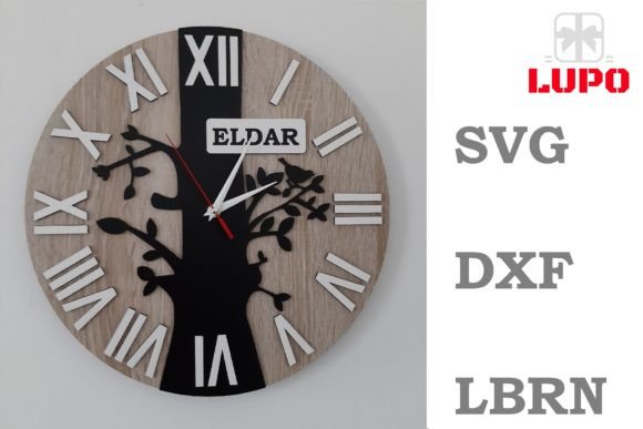99+ Laser Cut Wood Projects To Sell From Home 18 Laser cut wooden clock with tree design and Roman numerals, personalized with the name 'Eldar'.
