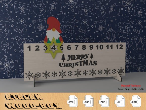 99+ Laser Cut Wood Projects To Sell From Home 441 Laser cut wood Christmas countdown calendar with Santa and snowflakes.