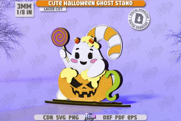 99+ Laser Cut Wood Projects To Sell From Home 181 Cute ghost character holding a lollipop, sitting in a pumpkin for Halloween decor.