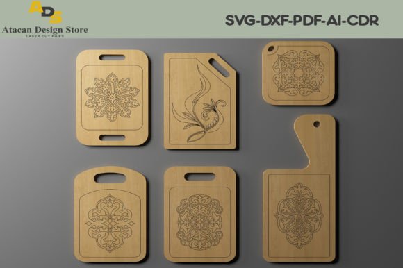 99+ Laser Cut Wood Projects To Sell From Home 348 Laser cut wood cutting boards featuring intricate designs and shapes.