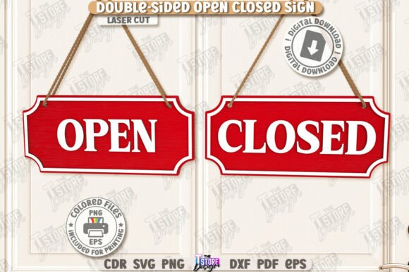 99+ Laser Cut Wood Projects To Sell From Home 217 Double-sided laser cut sign displaying 'OPEN' on one side and 'CLOSED' on the other in red.