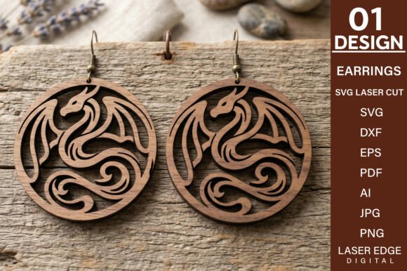 99+ Laser Cut Wood Projects To Sell From Home 107 Laser cut wooden earrings featuring a dragon design, showcasing intricate details and craftsmanship.