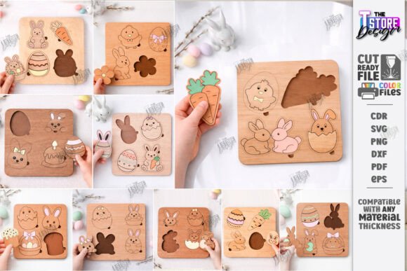 99+ Laser Cut Wood Projects To Sell From Home 303 Montessori kids puzzles featuring laser cut wood designs of animals and seasonal items.