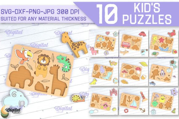 99+ Laser Cut Wood Projects To Sell From Home 322 Laser cut wooden puzzles featuring animals and vehicles for kids.