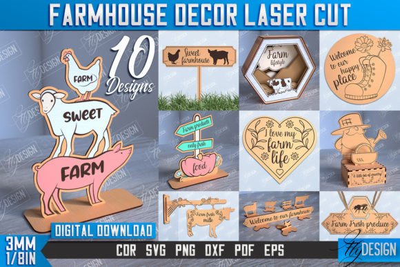 Easy Laser Cut Wood Projects To Sell On Etsy 40 Collection of laser cut wood designs for farmhouse decor including signs and animals.