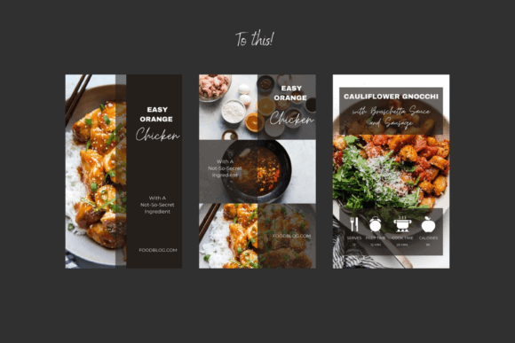 12 Instagram Stories Templates for Small Businesses That Save Time 29 Three Instagram Story templates featuring food dishes with vibrant colors and clear text layouts.