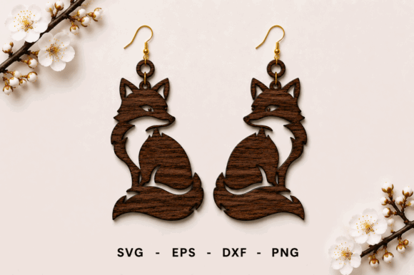 99+ Laser Cut Wood Projects To Sell From Home 125 Laser cut wood earrings in the shape of two foxes, showcasing intricate design and natural wood texture.