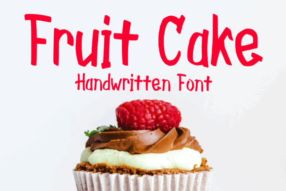 70+ Food Logo Fonts for Restaurants, Cafes, and Food Brands 154 Cupcake topped with chocolate frosting and a raspberry, featuring the Fruit Cake handwritten font.