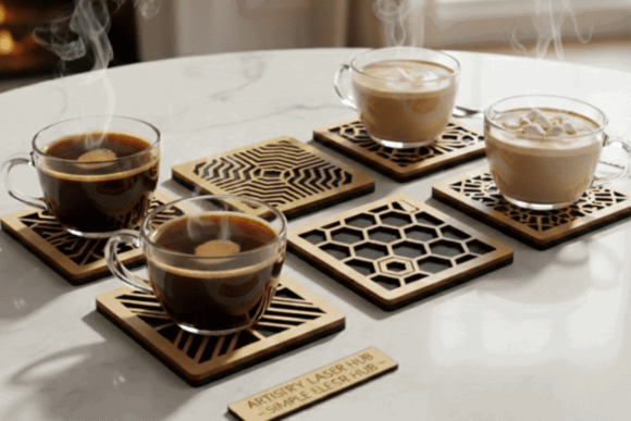 25 Laser Cut Home Decor Ideas for Modern Homes 21 Geometric Wood Coaster Bundle 6 Modern Laser Cutting 141215977 1 1 580x387 1