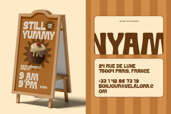 70+ Food Logo Fonts for Restaurants, Cafes, and Food Brands 105 A wooden sign displaying a dessert with text about a patisserie in Paris.