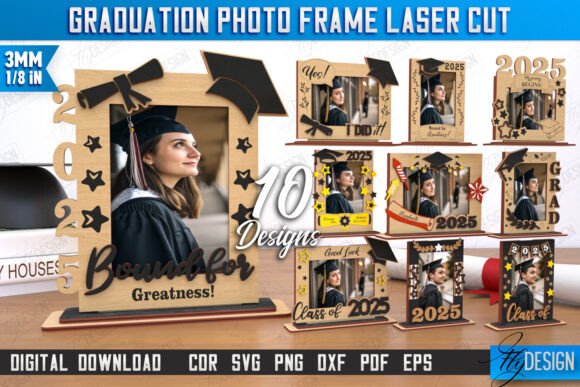 99+ Laser Cut Wood Projects To Sell From Home 278 Laser cut graduation photo frame designs featuring stars and customizable year options.