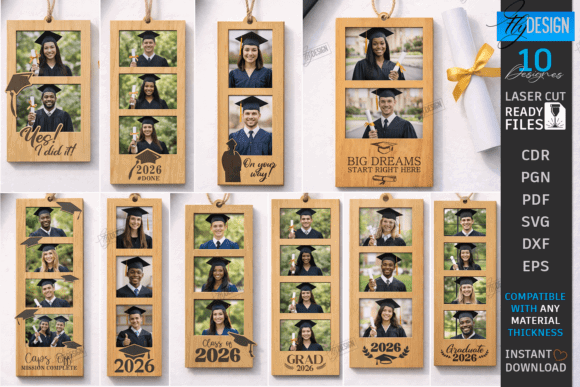 99+ Laser Cut Wood Projects To Sell From Home 280 Graduation photo memory boxes with laser cut designs for personalized keepsakes.