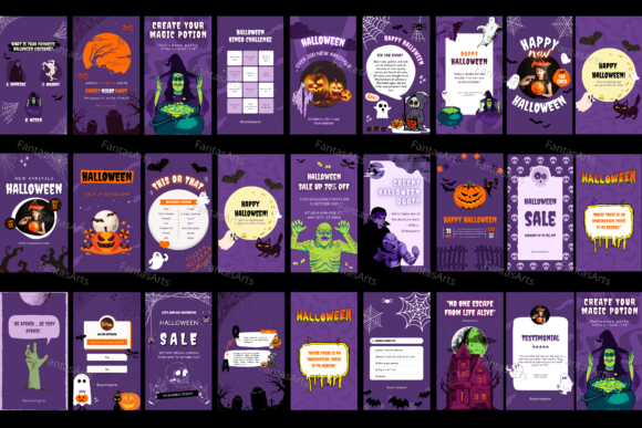12 Instagram Stories Templates for Small Businesses That Save Time 6 Halloween Instagram Story Canva Template featuring spooky graphics and text for promotions and engagement.