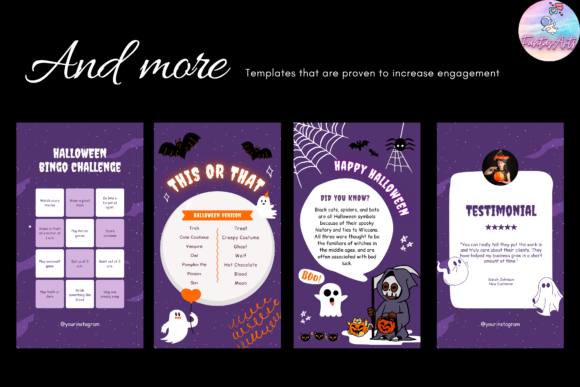12 Instagram Stories Templates for Small Businesses That Save Time 7 Halloween Instagram Story Canva Template featuring bingo challenge and interactive elements.