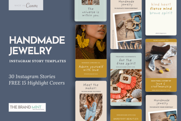 12 Instagram Stories Templates for Small Businesses That Save Time 30 Handmade jewelry Instagram Story templates showcasing various designs and styles for social media marketing.