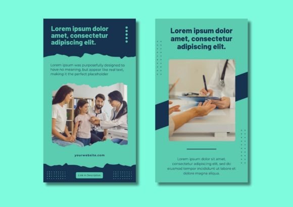 17 Instagram Story Templates for Small Businesses That Boost Engagement 22 Two Canva Instagram Story templates featuring healthcare themes and text placeholders.