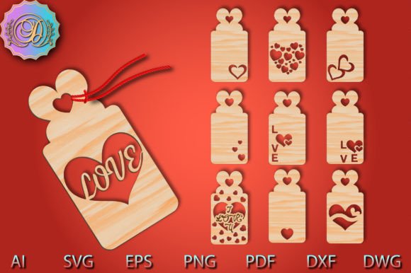 99+ Laser Cut Wood Projects To Sell From Home 140 Laser cut wood gift tags with heart designs and the word 'LOVE' in various styles.