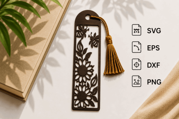 99+ Laser Cut Wood Projects To Sell From Home 91 Laser cut wood bookmark featuring floral design with a tassel, suitable for crafting projects.