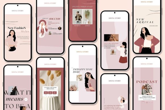 12 Instagram Stories Templates for Small Businesses That Save Time 4 Collection of Instagram Story templates featuring modern designs for fashion and lifestyle branding.