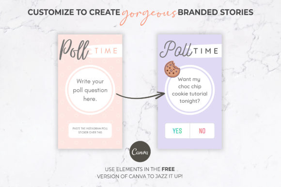 10 Instagram Stories Templates for Business Coaches That Build Trust 16 Two customizable Instagram Story templates for polls, featuring pastel colors and playful fonts.