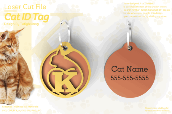 99+ Laser Cut Wood Projects To Sell From Home 240 Laser cut wood cat ID tag featuring a cat silhouette and customizable name and phone number on the back.